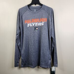NEW NHL Philadelphia Flyers Mens Long Sleeve Space Dyed Performance Tee Medium